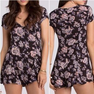 Billabong Boho Festival Frenzy Floral Print Button Front Romper Beachy